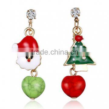 Top selling amazon gold plated cheap snowman pendant with Christmas tree jewelry kids earring