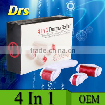 4 in 1 Dermaroller System Micro Needle Skin Roller 0.5mm Count 300/720/1200