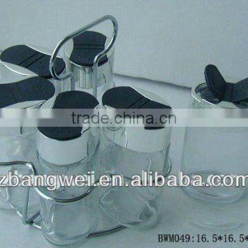 6pcs transparent glass spice jar set