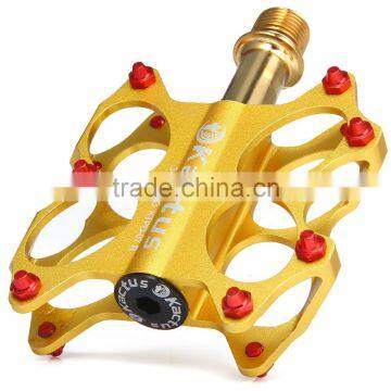 2pcs Kactus KTPD - 07 Bike MTB Cycling Pedals Gold-plating Titanium Spindle Footrest Flat CNC 3 Bearings Ultralight Pedals photo-6