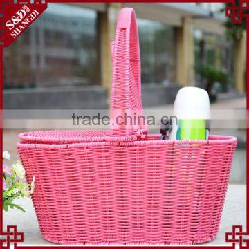 Wholesale Plastic Wicker Storage Basket Oval Shape Fruit Basket With Cover