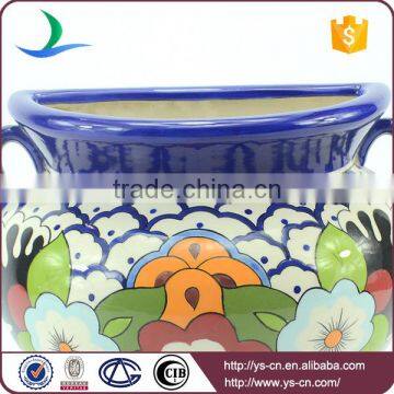 YSfp0010-02 Handprint Ceramic Modern Flower Pot With Ear Handle photo-3