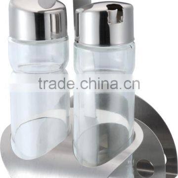 Factory Stainless Steel Condiment Glass Oval Oil and Vinegar Bottle Holder photo-2