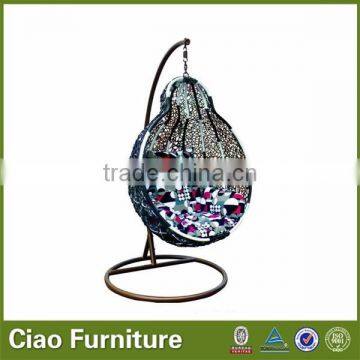 Attractive color rattan patio furniture swing with cushion