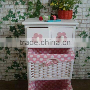 Bedside Cabinet Europe Style White Laundry Cabinet With Pink Drawers Cute Wooden White Wicker Cabinet photo-3