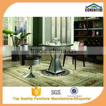 Foshan cohen furniture cheap but high quality new design solid wood frame with aluminum outside dining table HT012