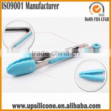 hot selling silicone and stainless steel scissor food tong