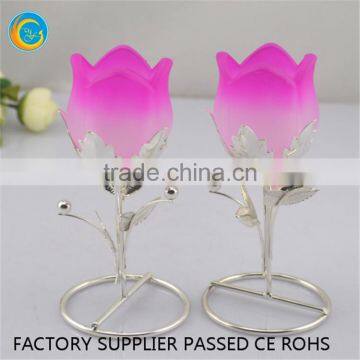 Lotus brass base pillar candle holder