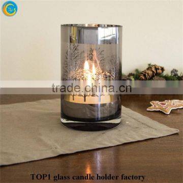 different sized mason jars Gery Glass TeaLight with Tree Pattern