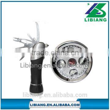 Strong beam multi-function flashlight with knife