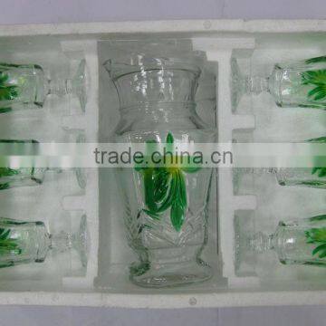 JK027 7pcs Glass Drinking Set with spray deco