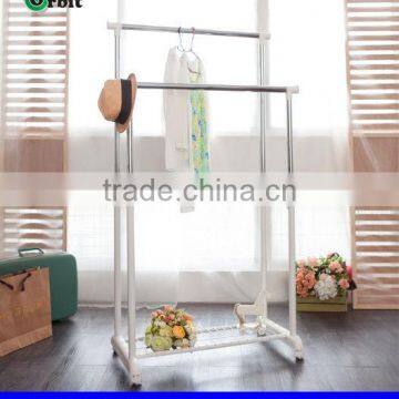 Adjustable Rolling Clothes Rack With Two Shelf photo-2