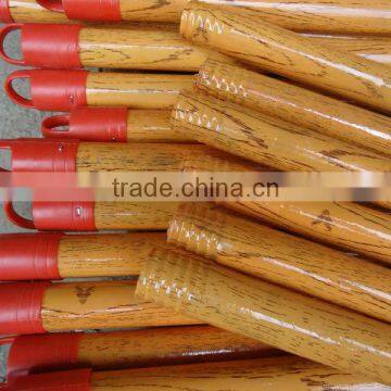 Wood grain PVC coated wooden broom handle