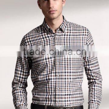 New Design Small Checked Blends Cotton Men Shirt SL0073 photo-2