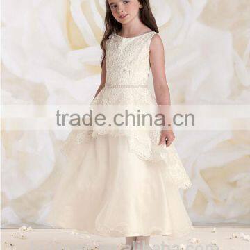 New Fashion off Shoulder Lace Baby Gown Satin Girl Dress photo-2