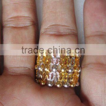 Lattice Design Magic Flexible Ring Convertible BRACELET Gold TWO Tone photo-3