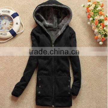 Fashion Women's Hoodie Coat Zipper Winter Autumn Thick Outerwear Lady Hoddy Jacket Clothes with Cap Hat