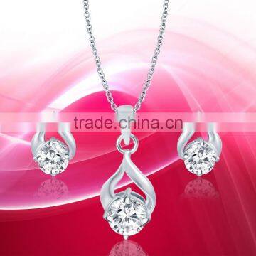 Solitaire Delicate Silver Plated Pendantset