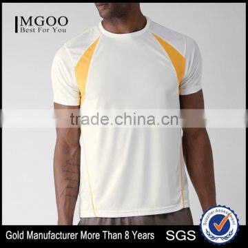 Men White Rector Solid Round Neck Running T-Shirt White Solid Waist Length Running Tee With Mesh Customize 100% Polyester Traini