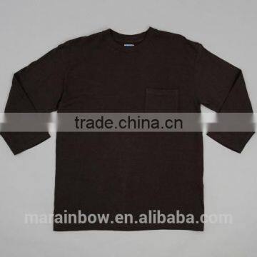 Mens 3/4 Sleeve T-shirt 100% Cotton Plain Gray T Shirts Wholesale Navy Blue Pocket T-shirt Mens Blank Pocket Tee
