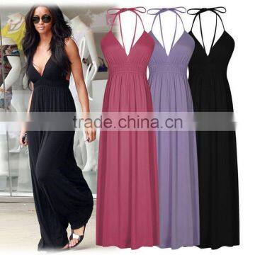 3 colors 4 sizes XXL sexy ladies v-neck strap evening dress