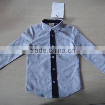 TC fabric Printed Stand Collar Boys Shirt Long Sleeve