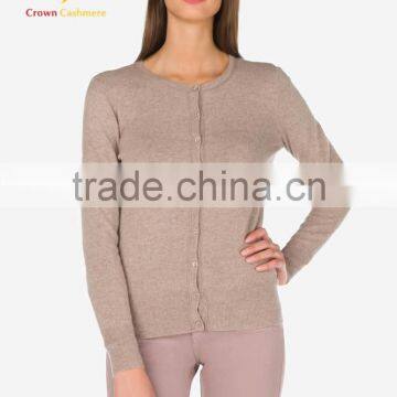 European Private Label Cardigan Pure Cashmere Wool Sweater for Ladies