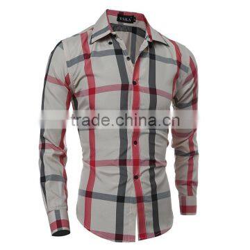 Color matching Formal Shirt Stand Collar Check Shirt For Men