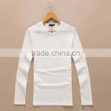 pure white simple ladies 100% cotton long sleeve t-shirt