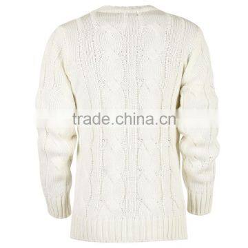 Classic Jumbo Braid Ribbed Cuffs and Hem Slim Fit Cable Knit Sweater Pattern Men photo-2