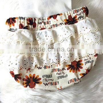 Baby Girl Thanksgiving Clothing Turkey Ruffle Romper Toddlers Fancy Lace Boho Vintage Romper photo-2