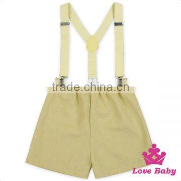 Summer Unisex Clothes Kids Panties Plain Color Linen Uniform Baby Braces Suit Shorts photo-4
