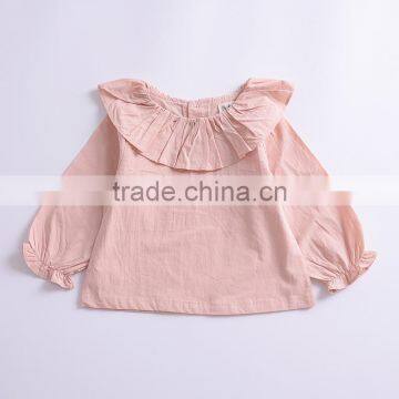 S33613W Baby Girls Latest Fashion Blouse Chiffon Falbala Neck Design Blouse photo-4