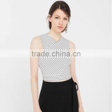 Office Lady Fitted Crop Top Designs Stylish Simple Sleeveless Blouse photo-2