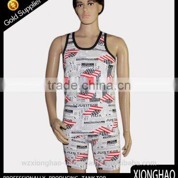 Professionally customized all over print man singlet with cheap price