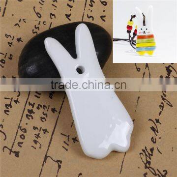 Ceramic Hand Painted Pendants Rabbit Animal White