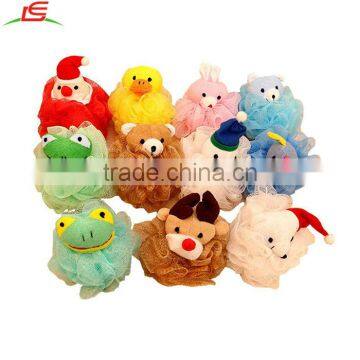 hot selling Kids Toy Pouf Mesh Bath Sponge with Stuffed Animal