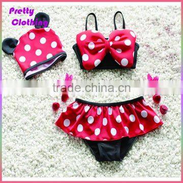 Wholesale Kids Polka Dots Bikini Sets Children Ear Hat Fashion Baby Clothing Gift Set