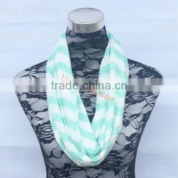 Soft Jersey Cotton Knit Chevron Zig Zag Print Infinity Cowl Scarf for Ladies New