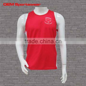 Red sublimation mens custom gym singlets