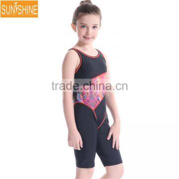 Full Brief Knee Suits One Piece Swimsuit Children Competition Swimwear photo-5