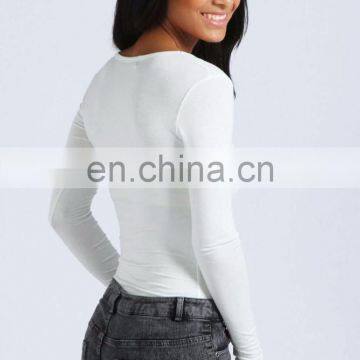 Hot Selling Long Sleeve V Neck Tight Woman Adult Bodysuit