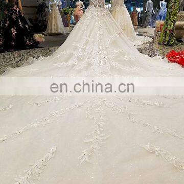 LS00298 Wedding Gown Classic Custom Short Sleeves Flower Pattern Long Train Sexy Zipper Wedding Dresses photo-4