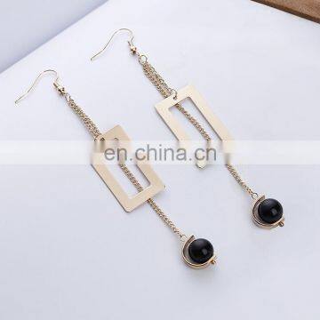 Contracted Han Guoer Nail Female Long Tassel Earrings Hand Geometry Eardrop Asymmetric Earrings Wholesale Pearl Earrings