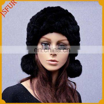 Winter Pom Pom Genuine Rabbit Fur Hat Wholesale From China photo-2