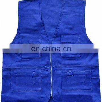 navy blue cotton vests/hi vis blue reflective vest