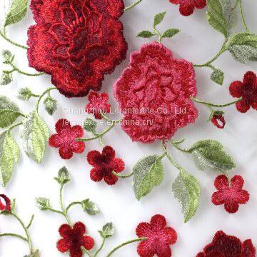 2017 Hot selling multiple color yarn embroidery mesh lace fabric for dress