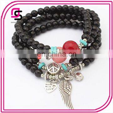 Fashion jewelry Wings bracelets multilayer classic glass beads bracelet setting