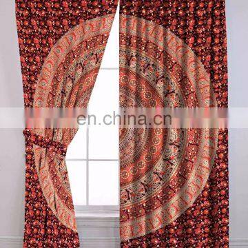 Maroon Elephant Mandala Home Decorative Curtains Set Window Balcony Wall Hanging Indian 2017 Door Curtains