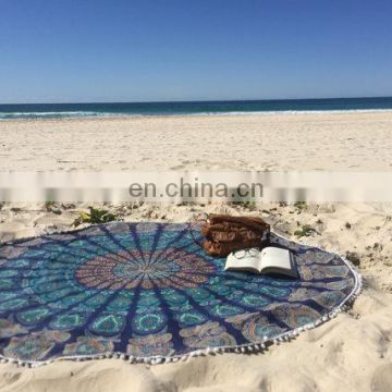 72" Indian Roundie Round Blue Turkish Yoga Mandala Hippie Tapestry Beach Throw Towel Yoga Mat Bohemian Art